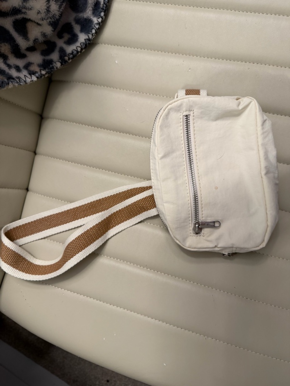 wild fable White Canvas Crossbody with Tan-Striped Strap
